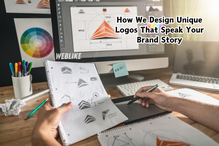 Creative logo designing process by Weblike Digital Solutions, Coimbatore, showing unique brand logo concepts and visual identity work