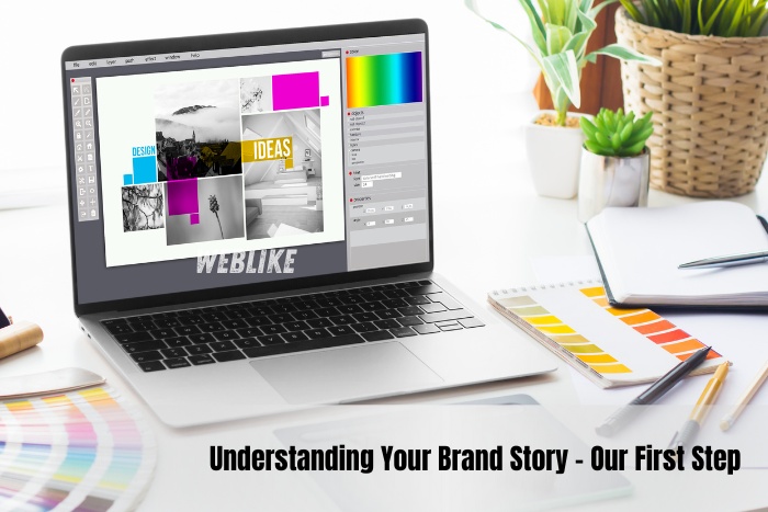 Modern workspace visual highlighting logo ideas, color selection, and creative brand identity development by Weblike Digital Solutions