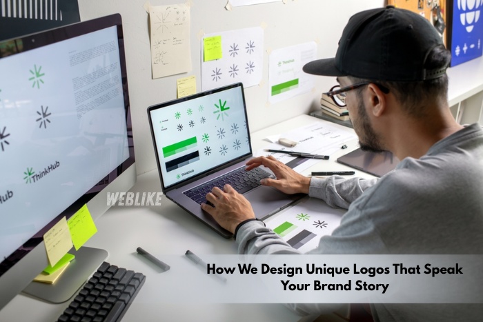 Logo designing process by Weblike Digital Solutions, Coimbatore, showing creative brand identity development and logo refinement